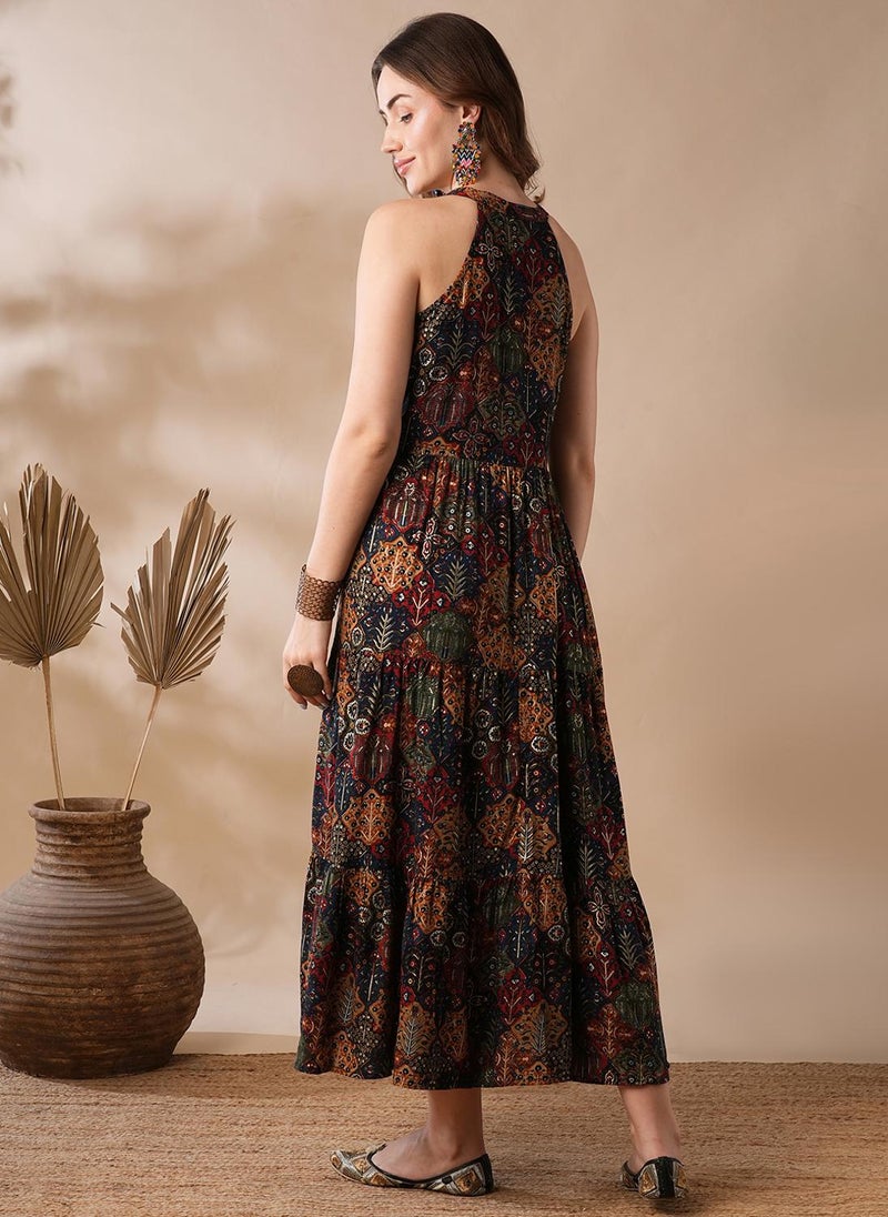 Globus Women Ethnic Motifs Printed Fit & Flare Maxi Dress - Image 4